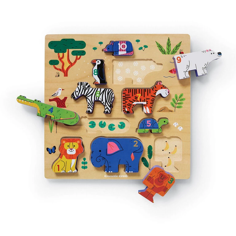 Crocodile Creek 123 Zoo 10-Piece Wood Puzzle For Kids 1 Crocodile Creek 123 Zoo 10-Piece Wood Puzzle For Kids